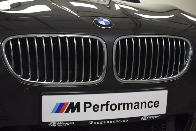 Close-up of a BMW vehicle grille with an "M Performance" license plate.